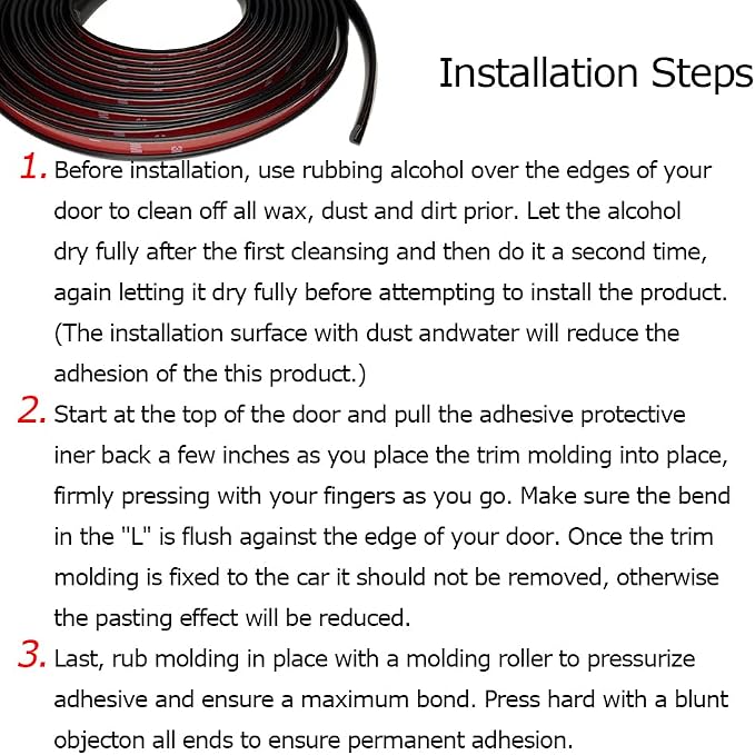 Automotive Door Edge Trim Molding Kit with Tape, L Shaped Lip Guard for Car Fenders, Running Boards, Camper Shells, Spas, Mirrors Edge and More, Black(26Feet)