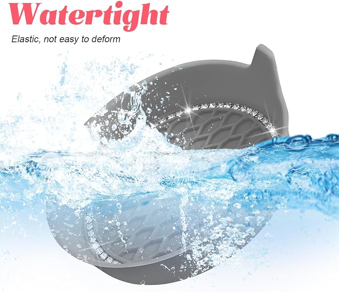 4PCS Bling Car Cup Holder Coaster, Crystal Rhinestone Insert Dustproof Non-Slip Drink Cup Mat, Diamond Shockproof Auto Interior Water Bottle Pad Cushion Coaster, Universal Fit (Gray)