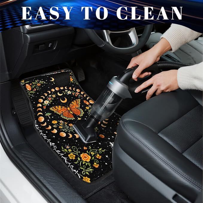 Bear Car Floor Mats Set of 4 Mountain Sunset Forest Silhouette Rustic Automotive Foot Mats Rugs Carpet for Car Non-Slip Auto Car Accessories Universal Fit Car Accessories for Truck
