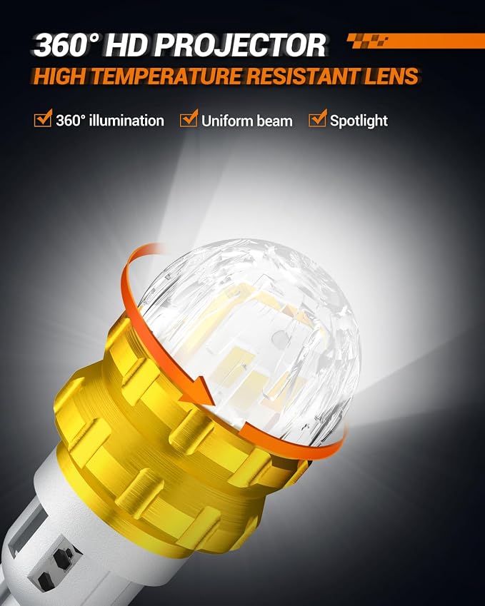 SEALIGHT 912 921 LED Bulb for Reverse Lights, T15 LED Reverse Light Bulb Super Bright Canbus Error Free, 906 904 916 W16W Replacement 921 Bulbs 3020SMD with 360° HD Projector, 6000K White, Pack of 2