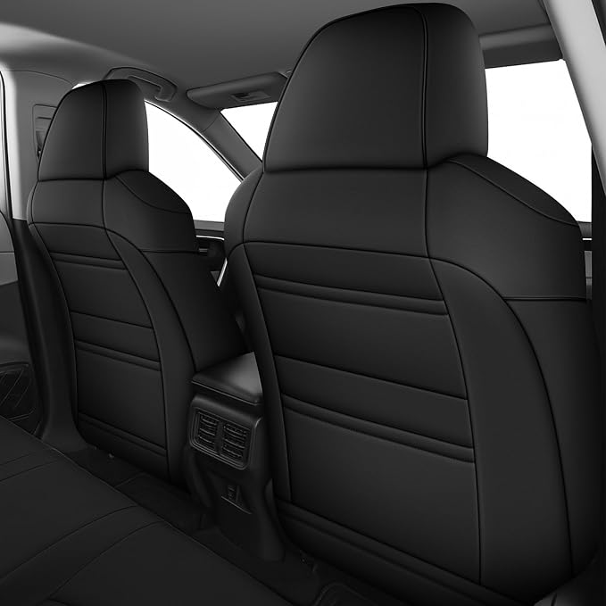 AOMSAZTO Custom Fit Seat Covers for Toyota RAV4: 2019 2020 2021 2022 2023 2024 2025 LE XLE XLE Premium Limited-Faux Leather Full Set Compatible Airbag Seat Protector Black&Gray