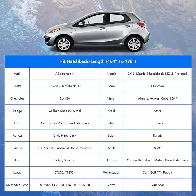 GUNHYI Car Cover for Automobiles All Weather Waterproof, Universal Fit Honda Civic Hatchback, Ford Fiesta, Volkswagen Golf, Toyota Matrix, Chevy HHR, Chrysler PT Cruiser etc.