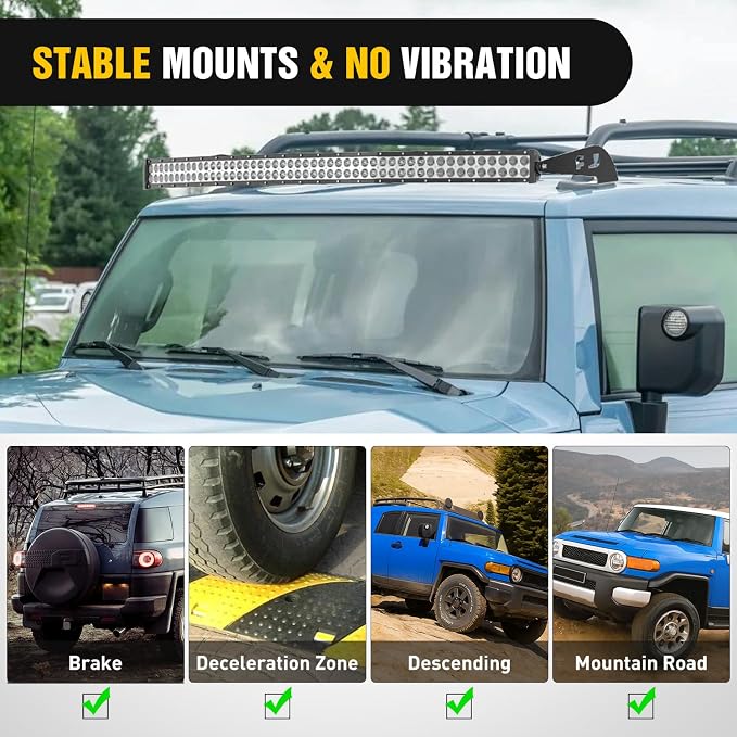 Nilight 52 inch LED Light Bar Bracket Mounting Upper Windshield Roof Cab Brackets Compatible with Toyota FJ Cruiser with Roof Rack 2007 2008 2009 2010 2011 2012 2013 2014