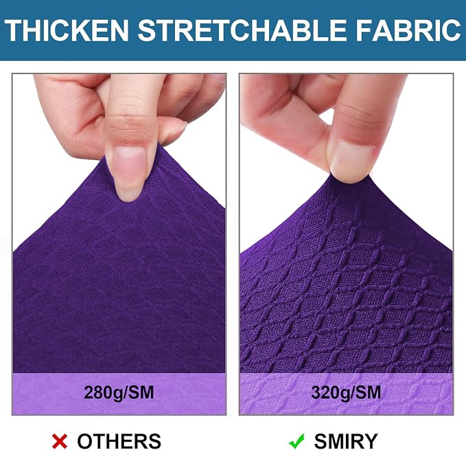 Smiry Waterproof Seat Covers for Dining Room Chairs Set of 4, Stretch Jacquard Removable Washable Chair Seat Slipcovers Protector, No Rear Covers, Violet