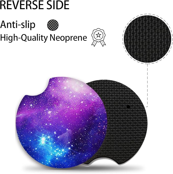 2pcs Nebula Pattern Car Cup Holder Coasters, Absorbent Drinks Coaster Mat for Cup Holders