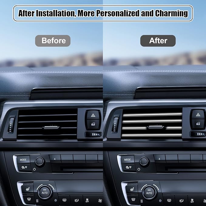 20 Pieces Universal Car Air Conditioner Vent Trim Decoration Strip Accessories, Waterproof Flexible Shiny Auto Car Interior Accessories for All Air Vent Outlets