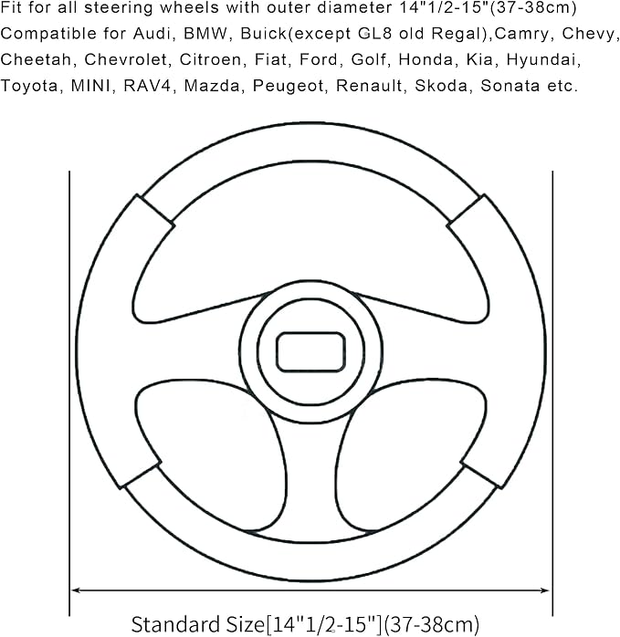 Soft Car Steering Wheel Cover for Sedan, SUV, Warm Luxury Velvet, Odorless, Universal, Anti Slip, Summer Winter, Gray, Standard Size[14" 1/2-15"](37-38cm)