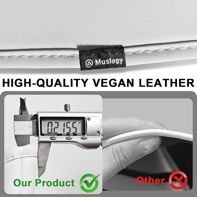 Muslogy Center Console Armrest Cover Fit for Tesla Model Y Refresh 2026 Accessories, Comfort Armrest Pad Console Lid Cushion Vegan Leather Regular Thick (Cream)