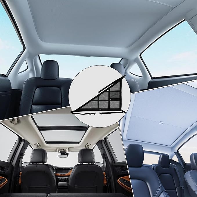 Car Ceiling Cargo Net – Double-Layer Roof Storage Mesh, Triangle Overhead Organizer Pocket | Long Trip Travel Ceiling Mesh Storage Net, Interior Vehicle Space Saver for Car Journeys Packing
