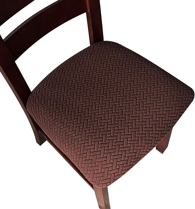 Genina Seat Covers for Dining Room Chair Seat Slipcovers Kitchen Chair Covers (Chocolate, 2 Pcs)