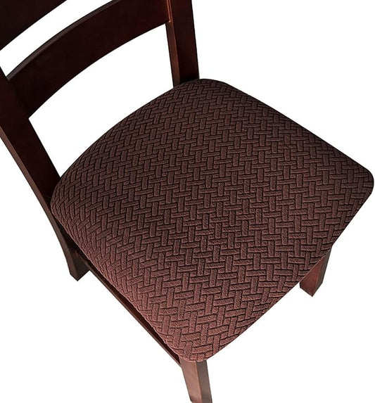 Genina Seat Covers for Dining Room Chair Seat Slipcovers Kitchen Chair Covers (Chocolate, 2 Pcs)