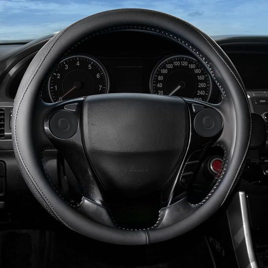 Steering Wheel Cover with Anti-Slip Leather Grip Compatible with Ford, Toyota, Honda, Nissan, and Chevrolet Vehicles for 14.5-15.35 inch Round Steering Wheels Universal Car Accessories