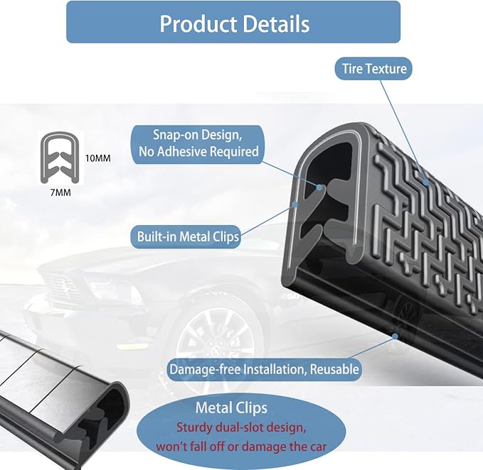 Winfort 33FT(10M) Universal Car Door Edge Protector Guards, No-Glue Required Rubber Seal U Shape Automotive Door Entry Guard, Suitable for Most Cars, SUVs and Trucks (Blue)