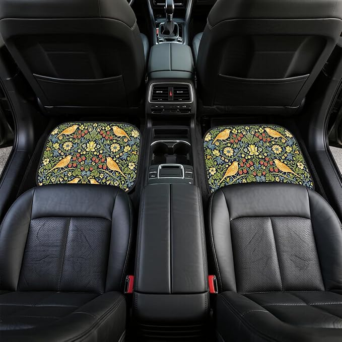 Spring Floral Car Floor Mats Wildflower Flower Blossom Butterfly Carpet Front Rear Carpets Mat Decorative Car Floor Carpets Non-Slip Auto Car Accessories Universal Fit Car Accessories for Truck