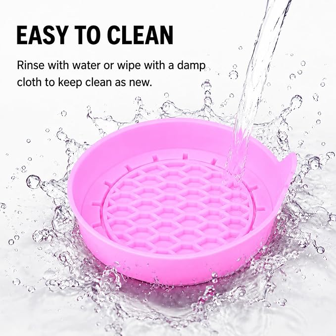 4 Pack Car Cup Holder Coaster, 3.15 Inch Non-Slip Silicone, Pink | Cup holder insert, spill proof ,raised lip, honeycomb base, rinse clean, fits most sedans suvs trucks, automotive accessories