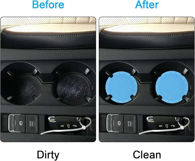Car Coasters, Wisdompro 4 Pack PVC Car Cup Holder Insert Coaster - Anti Slip Universal Vehicle Interior Accessories Cup Mats for Women(2.75" Diameter, Light Blue)