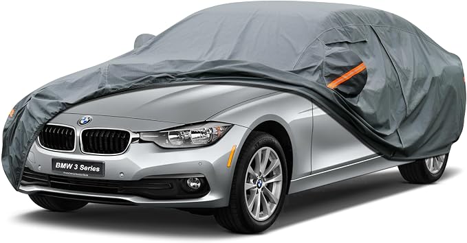 GUNHYI Premium Car Cover Custom Fit BMW 3 Series M3 320i 325i 328i 330i 335i (2007-2026), 16 Layers Heavy Duty Car Cover Waterproof All Weather with Zipper Door for Sun Rain Snow Dust Uv Protection