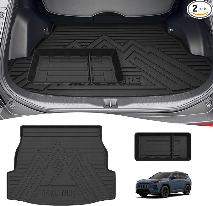 RAV4 Cargo mat - Trunk Mat for Toyota RAV4 2019-2025 (Fit for All Models), All Weather Trunk Mat & Storage Box for RAV4 Accessories, Heavy Duty Rubber Mats