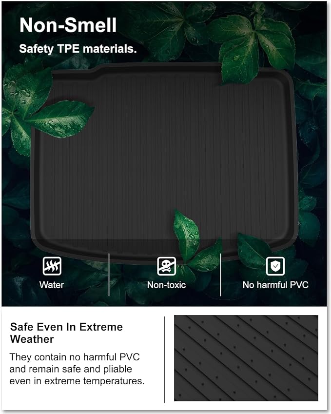 Kiwi Master Floor Mats & Cargo Mat for 2017-2022 Honda CR-V | (Tray in Lower Position), Custom Fit All Weather Car Mats, Heavy Duty TPE Floor Liners, Front Rear Tray Trunk Mat Set, Black