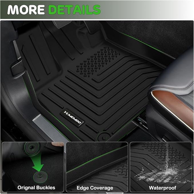 Floor Mats for 2023-2026 Honda Pilot Upgrade Trunk Mat with Backrest Mat All Weather Floor Liners TPE Rubber Cargo Liner Fit for 2026 Honda Pilot Anti-Slip Full Set Automobile Mats Accessories