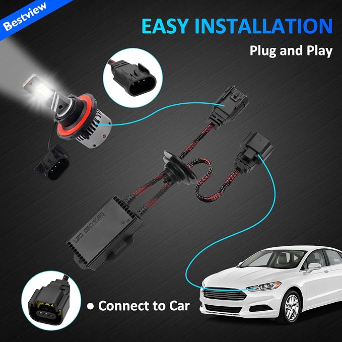 H13 9008 LED Canbus Decoder：2PCS H13 9008 Anti Flicker Harness/Load Resistor with Waterproof Rubber Ring for Led Headlight Bulb, Canbus Decoders Error Free, LED Warning Canceller Resistor Adapter