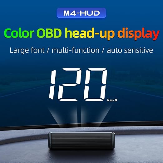 Heads up Display for Cars Car HUD M4, Digital Speedometer for Car OBD2 Speedometer with Speed, Voltage, Water Temperature, etc., Suitable for Some Vehicles' speedometers after 2009