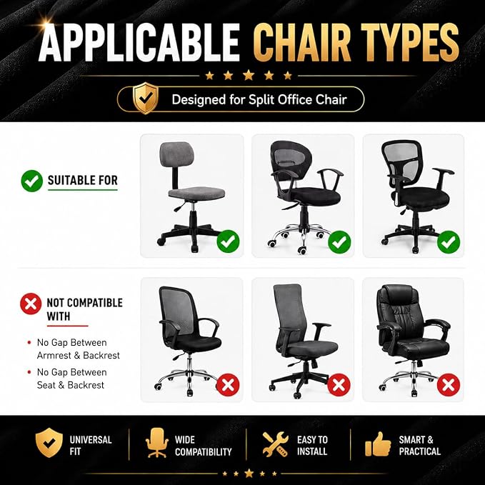 Stretchable Desk Office Chair Seat Covers - Universal Stretch Computer Chair Slipcover - 180GSM Washable Rotating Backrest Coverings & Cushion Protectors for Dogs, Cats, Pets, Yellow