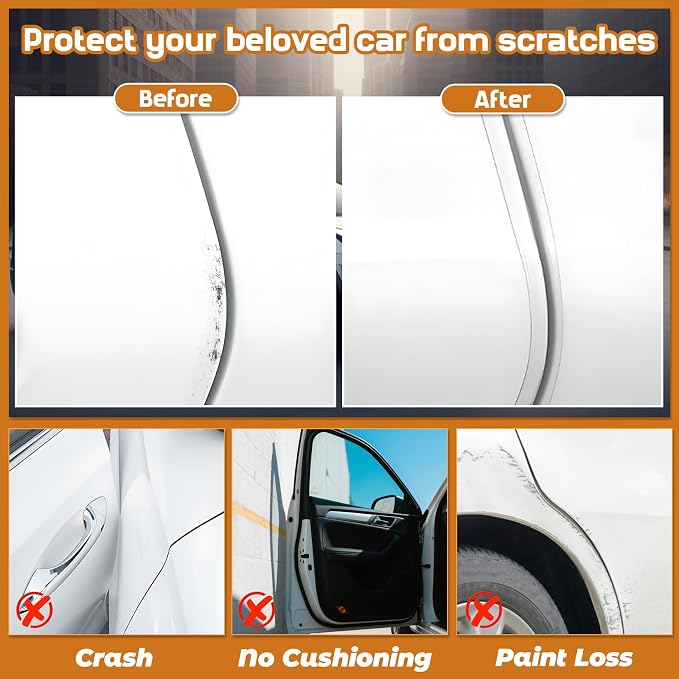RAINFLOW Car Door Edge Guards 16.4 Ft（5M） - Clear U Shape Rubber Trim | Self Adhesive Door Protector Seal for Most Vehicles Trucks SUVs Sedans, Easy Cut DIY Installation Automotive Accessories