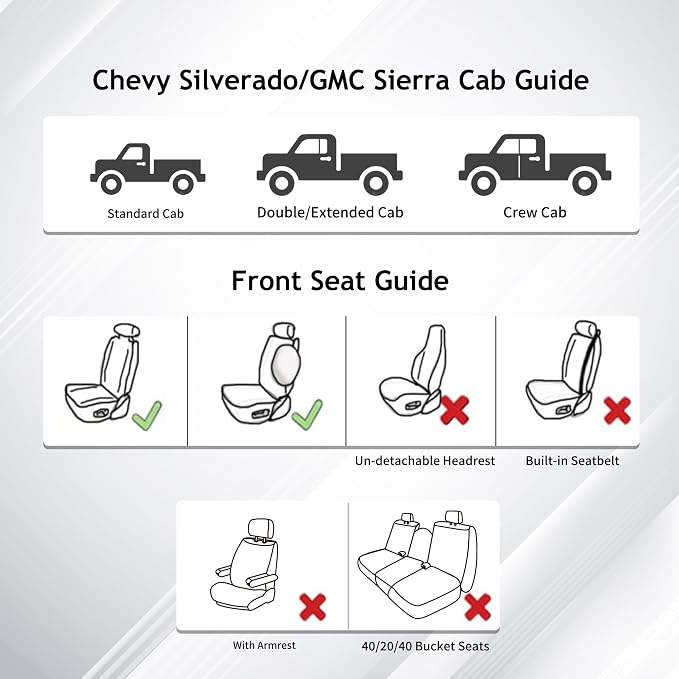 Huidasource Silverado Front Seat Covers Fit for Chevrolet Silverado GMC Sierra Pickup 1500 2007-2026, 2500HD 3500HD 2015-2026 Crew Double Extended Cab Truck Seat Cushion Cover(Front Pair/Black&Red)
