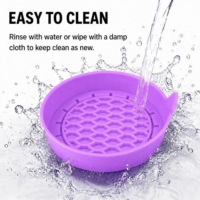 4 Pack Car Cup Holder Coaster, 3.15 Inch Non-Slip Silicone, Purple | Cup holder insert, spill proof ,raised lip, honeycomb base, rinse clean, fits most sedans suvs trucks, automotive accessories