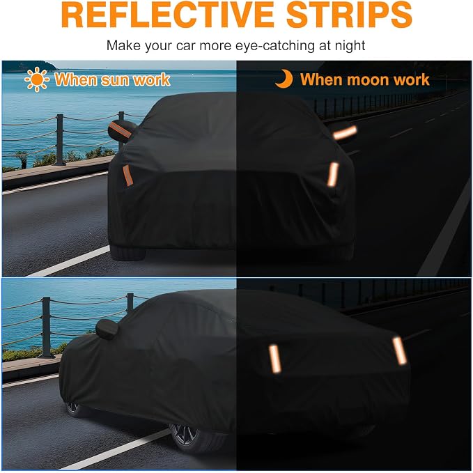 Car Cover Custom Fit for Ford Mustang 1994-2026, Outdoor Waterproof All Weather Heavy Duty Full Exterior GT Cover for Sun Rain Snow UV Dust Protection with Door Zipper