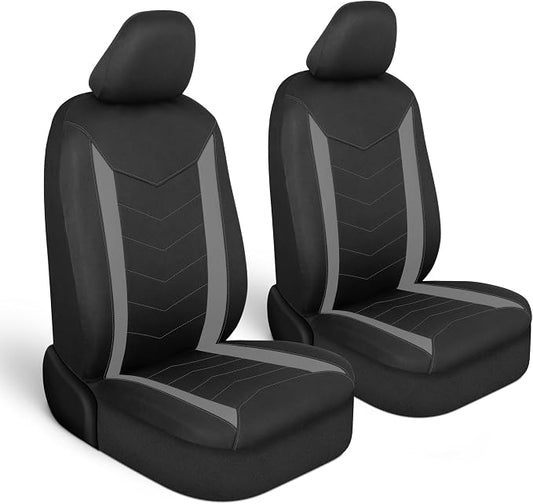 Motor Trend SpillGuard 2 Gray Seat Covers for Cars & Seat Covers for Trucks - Neoprene Lining Waterproof Car Seat Covers Front Seats Only - SUV Seat Covers Protector - Forros para Asientos de Carro