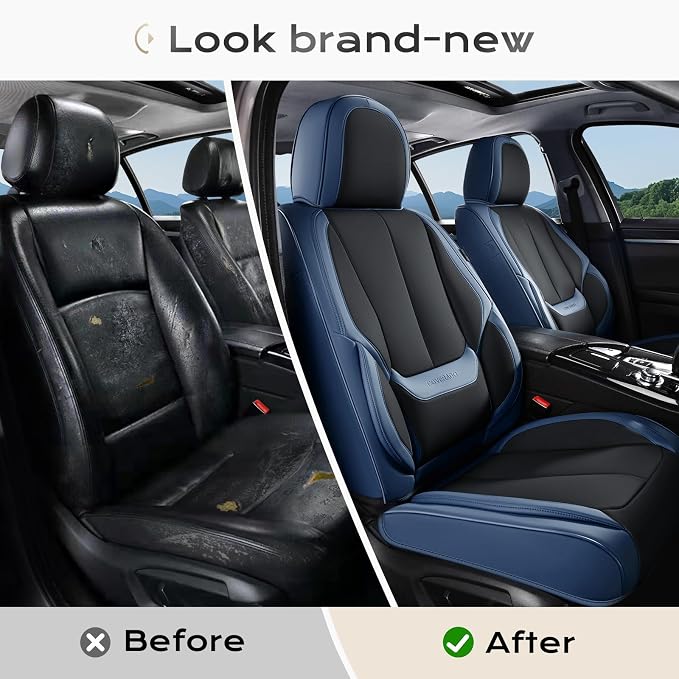 Coverado Car Seat Covers, Seat Covers for Cars, Waterproof Leather Auto Seat Protectors, Leather Car Seat Cushion, Car Interiors Accessories Universal Fit for Most Cars