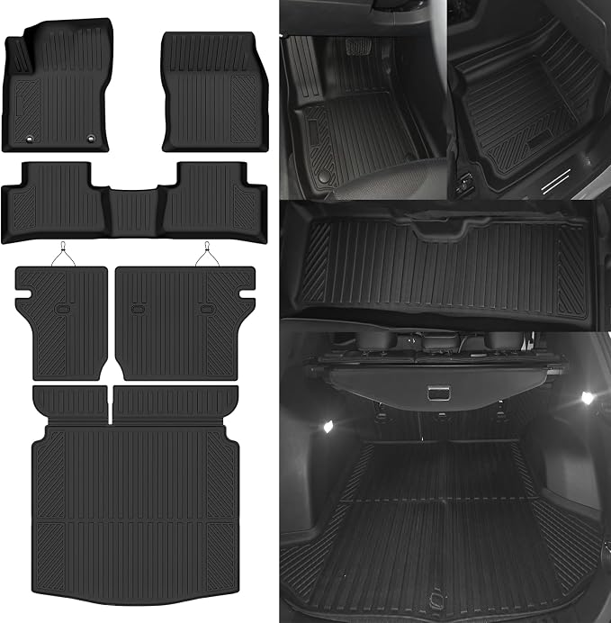 Custom Fit Floor Mats for Toyota Corolla Cross Gas FWD 2022-2026 | (Not for AWD/Hybrid) All Weather TPE Floor Liners with Trunk Mat & Backrest Protectors | Full Set Interior Accessories