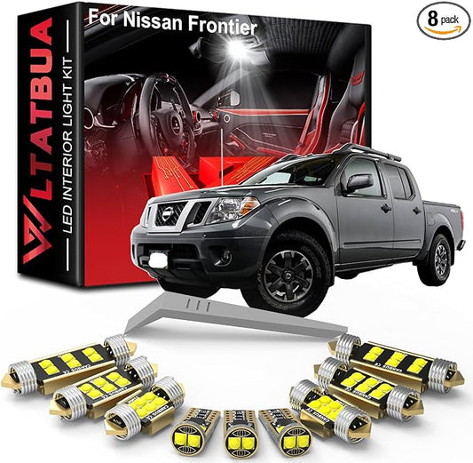 LED Interior Light Kit Package Replacement for Nissan Frontier 2005-2013 2014 2015 2016 2017 2018 2019 2020 2021 2022, Super Bright 6000K White License Plate Bulbs + Install Tool