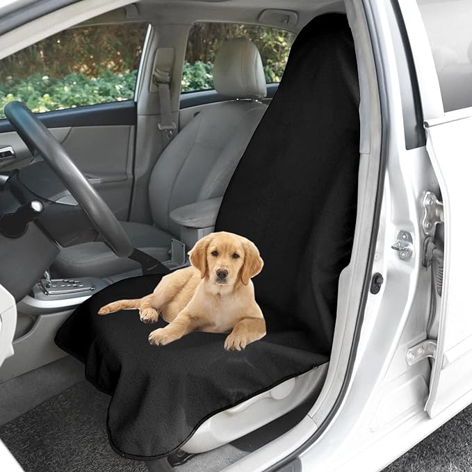 Waterproof Sweating Car Seat Cover for Post Gym Workout, Running, Swimming, Beach and Hiking, Universal Fit Non-Slip Towel Bucket Seat Protector for Cars SUV Trucks, Machine Washable (Black)
