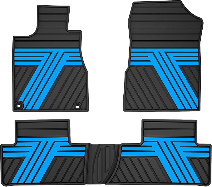 Rubber Floor Mats Fit for Honda CR-V 2012-2016 (Not Fit EX-L & Touring) | Custom Fit for CRV EX & LX & SE Heavy Duty Anti-Slip Car Mats, 1st & 2nd Row, Black & Blue
