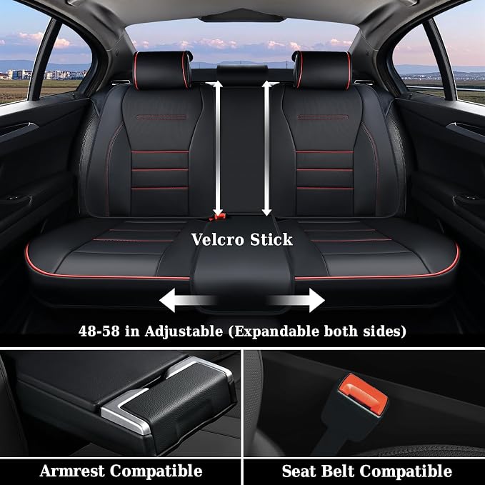 Coverado Seat Covers, Car Seat Covers Front Seats, Car Seat Cover, Car Seat Protector Waterproof, Car Seat Cushion Nappa Leather, Seat Covers for Cars Carseat Cover Universal Fit for Most Cars-Redline