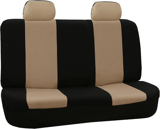 FH Group Car Seat Cover For Back Seat Cloth-Universal Fit Rear Seat Covers For Cars With Solid Bench,Car Seat Protector For Dogs And Kids,Car Interior Accessories For SUV,Sedan And Van Beige