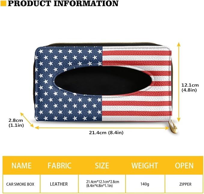 USA Flag Car Sun Visor Napkin Holder Leather Backseat Tissue Case Holder for Car,Vehicle Car Visor Tissue Holder Napkin Holder