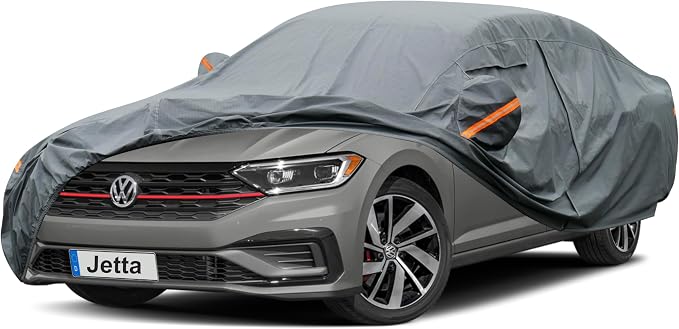 GUNHYI Premium Car Cover Custom Fit Volkswagen vw Jetta (2005-2026), 16 Layers Heavy Duty Car Cover Waterproof All Weather with Zipper Door for Sun Rain Snow Dust Uv Protection