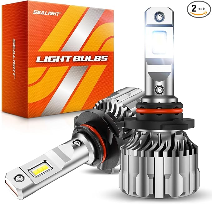 SEALIGHT 9005/HB3 Light Bulbs, 70000LM 800% Super Brighter 6500K Cool White 9005 Fog Bulbs with Fan, Mini Size, Off-Road Lights with Plug N Play, Pack of 2