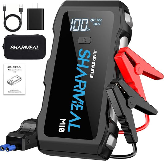 Sharmeal Jump Starter 7000A, 12V Car Battery Jump Starter with USB Quick Charge (Up to All Gas or 12.0L Diesel Engine), Battery Booster with 3 Modes Flashlight and Jumper Cable