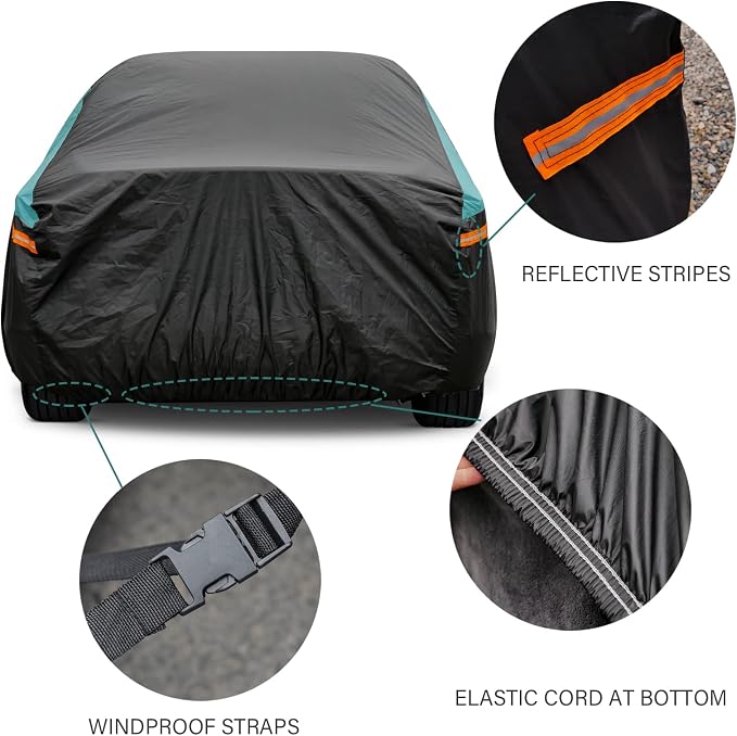 GUNHYI SUV Car Cover for Automobiles Waterproof All Weather, Universal Fit Tesla Model X, Acura MDX, Porsche Cayenne, Toyota Highlander, Nissan Murano, Ford Explorer, Lexus GX460/GX470 etc.