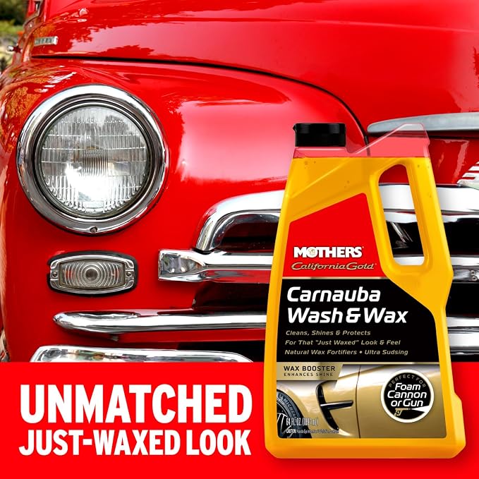 Mothers California Gold Carnauba Wash & Wax, 64 oz. (05674) | Cleans, Shines & Protects, Gentle, pH Balanced, Ultra-Sudsy, Spot-Free, Brilliant Finish, Won't Strip Wax or Ceramic