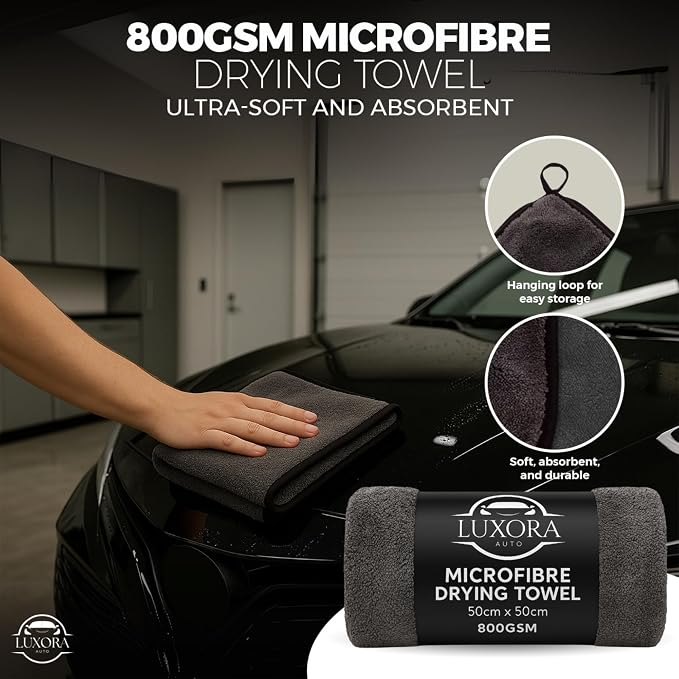 Car Cleaning Kit for Men | Premium Car Wheel Cleaning Brush, 300GSM Microfibre Waffle Weave Towels, 800GSM Coral Fleece Car Drying Towel