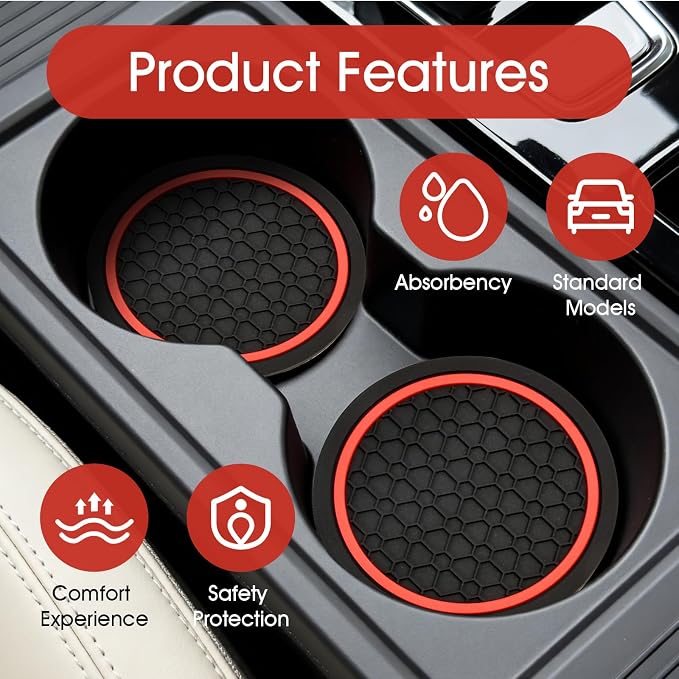Car Cup Holder Coasters, 4PCS, 2.75 Inch | Dustproof, Non-Slip Insert, Automotive Interior Accessories Mat, Universal for Vehicles, Trucks, RVs