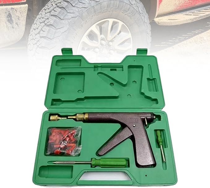MotorGod 35-Piece Tubeless Tire Repair Kit – Mushroom Plug Gun Tool with 30 Plugs & Hard Case – Heavy Duty Flat Tire Puncture Repair for Car, Truck, SUV, Motorcycle, ATV, UTV, RV, Trailer & Tractor