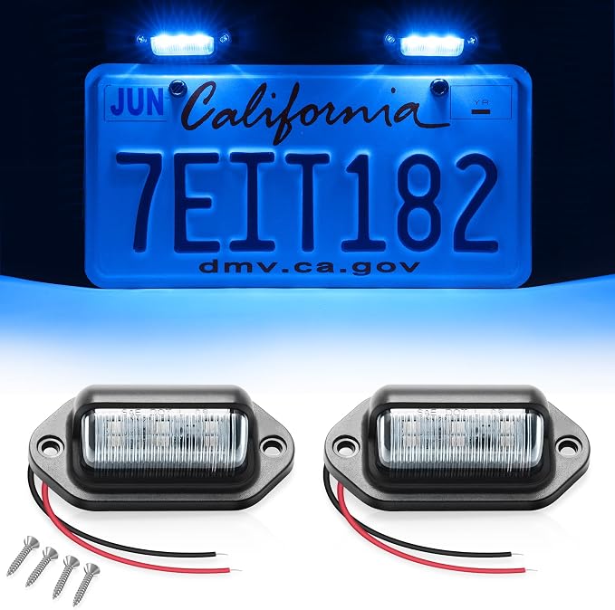 LivTee License Plate LED Light 2PCS, Universal 12V Waterproof Tag Lamp for Car Truck SUV RV Trailer Boat Van, Blue
