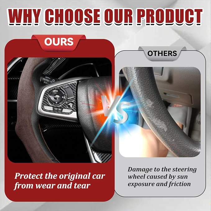 Car Steering Wheel Cover, Soft Brethable Suede Non-Slip Vehicle Steering Wheel Protector, Comfortable Sporty Auto Interior Protection Accessories, Universal for Truck SUV Van (Coffee)